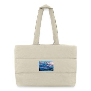 Illustration of a Mountain Landscape  - Sac shopping matelassé - blanc naturel - Devant