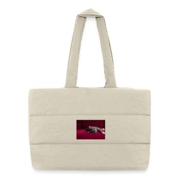 Mignon bébé chat tigré, mentir, photographie - Sac shopping matelassé - blanc naturel - Devant