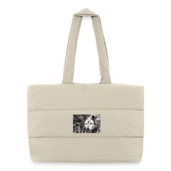 Lone Wolf Black and White - Puffer Shopping Bag - natural - Front