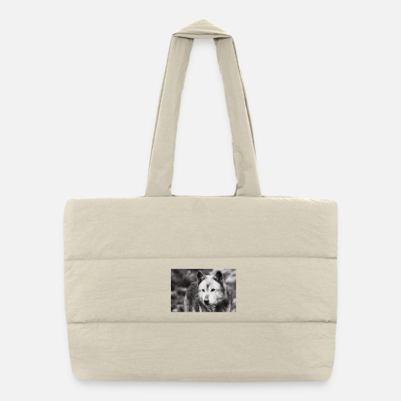 Lone Wolf Black and White Puffer Shopping Bag
