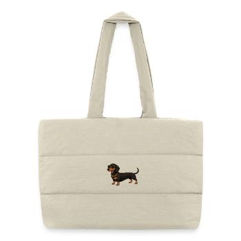 Dachshund with gold chain and sunglasses - Puffer Shopping Bag - natural - Front