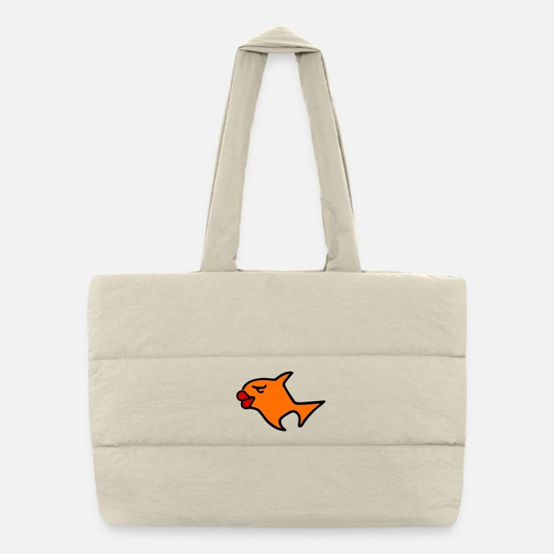 Romantic Fish Illustration Puffer Shopping Bag