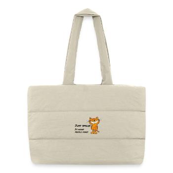Just Smile – Grinsende Katze Grinsekatze - Puffer-Einkaufstasche - Naturweiß - Vorne