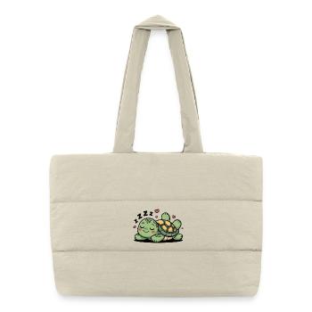 Cuddly turtle in slumber - Puffer Shopping Bag - natural - Front