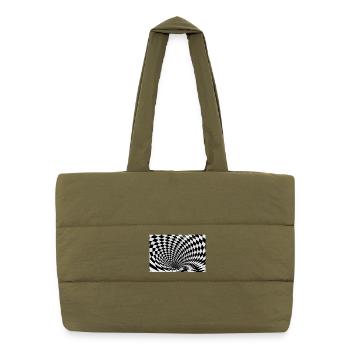 Hypnotischer Schwarz-Weiß-Wirbel - Puffer-Einkaufstasche - safari Green - Vorne