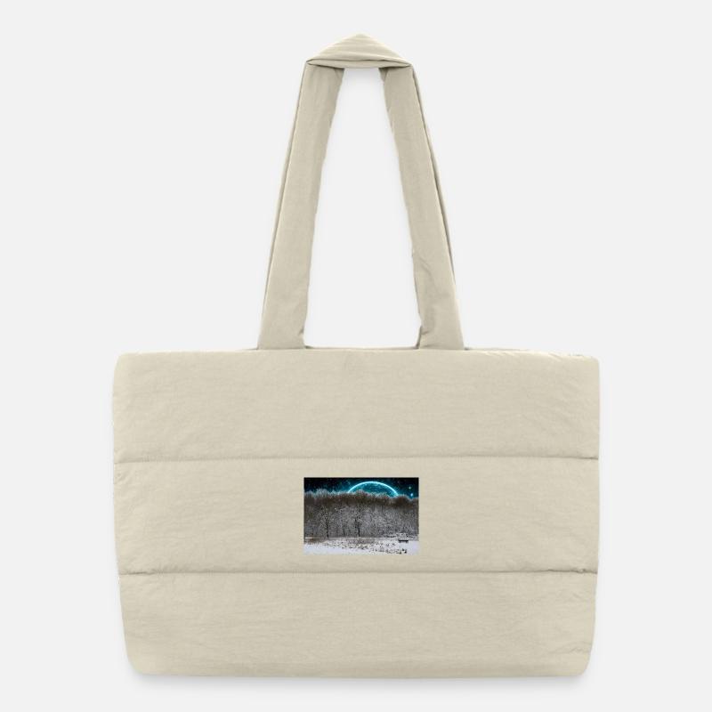 Lune céleste d’hiver dans la forêt Sac shopping matelassé