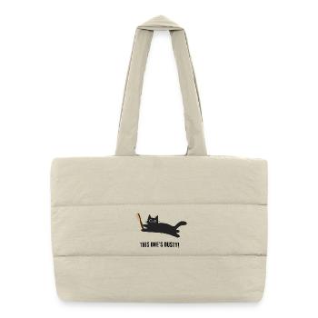 Bouldering cat helps clean dusty climbing holds - Puffer Shopping Bag - natural - Front