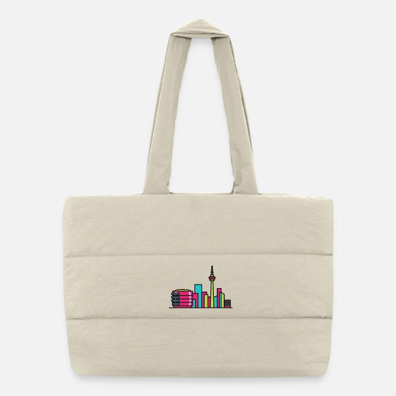 Birmingham City Skyline Library Modern Line Art Puffer Shopping Bag