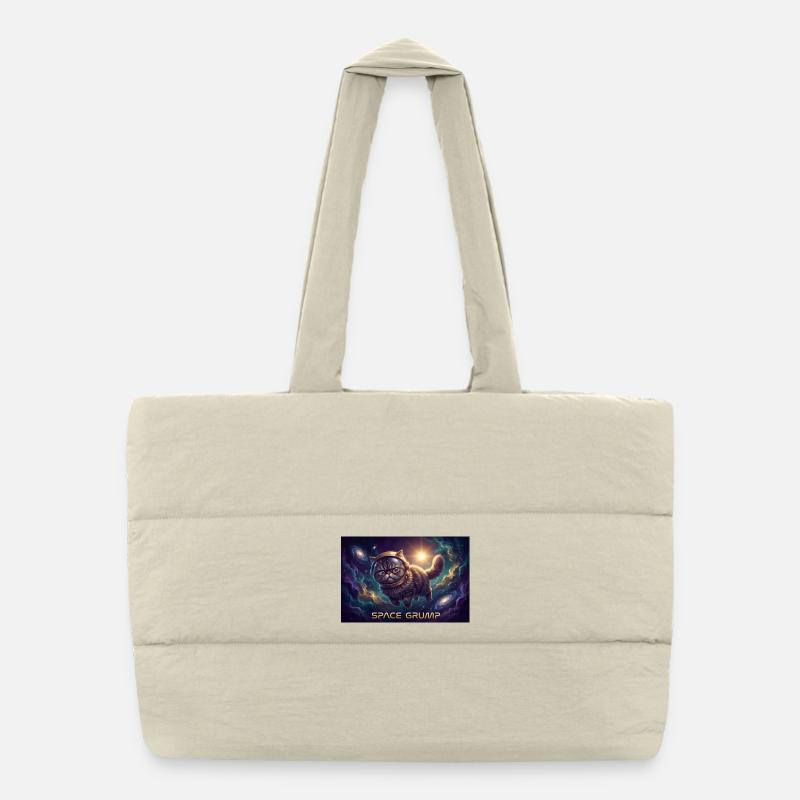 Space Grump Space Cat Néon Sac shopping matelassé