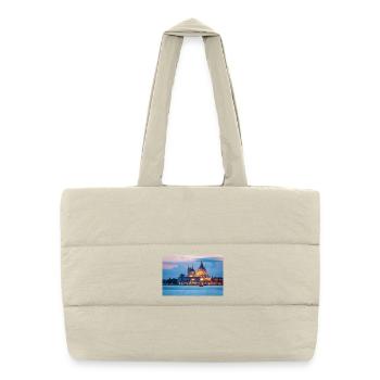 Santa Maria della Salute à Venise le soir - Sac shopping matelassé - blanc naturel - Devant