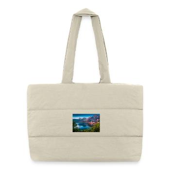 Hallstatt See und Bergdorf Landschaft - Puffer-Einkaufstasche - Naturweiß - Vorne