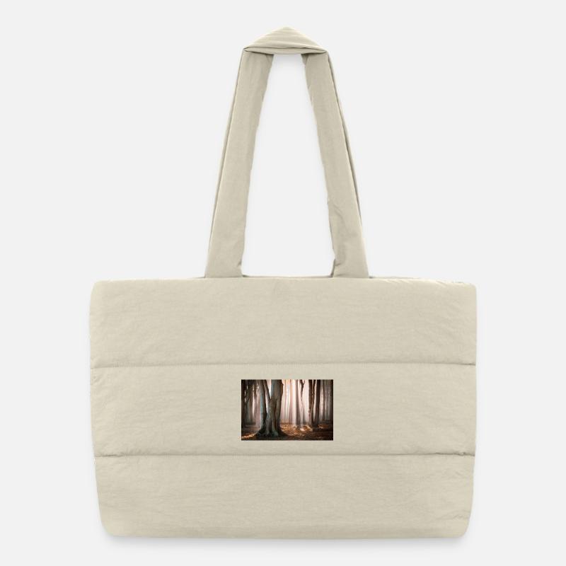 Lumière de la forêt : Rayons de soleil dans la forêt de nuages Sac shopping matelassé