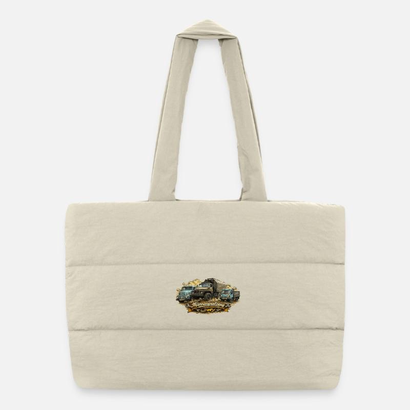 Vintagetrucks und Banner  - Puffer-Einkaufstasche - Naturweiß