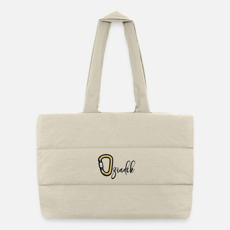 Camping climbing grandpa Puffer Shopping Bag