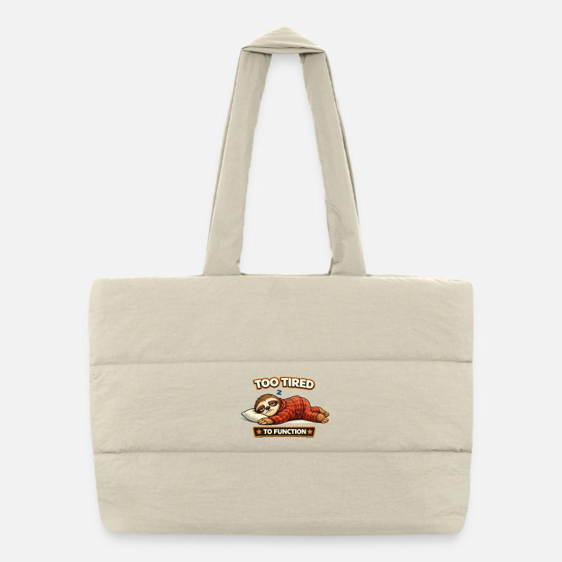 Too Tired To Function Sloth Puffer Shopping Bag