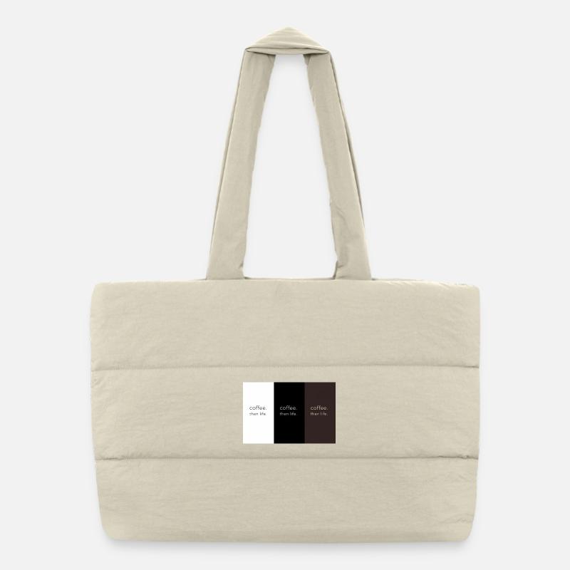 café. puis la vie. – Contraste minimaliste Sac shopping matelassé