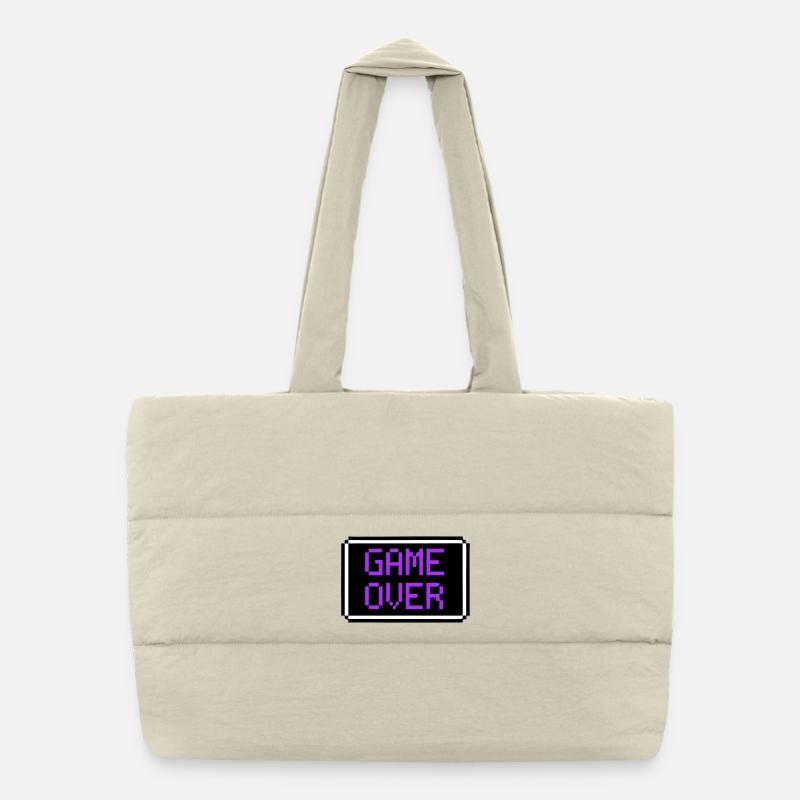 Game Over Shield Rétro Gamer Sac shopping matelassé