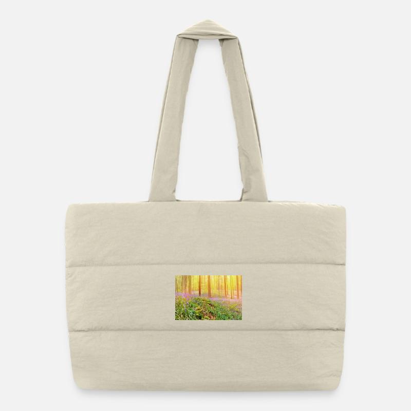 Lumière de la forêt de jacinthes bleues baignée de soleil - Sac shopping matelassé - blanc naturel