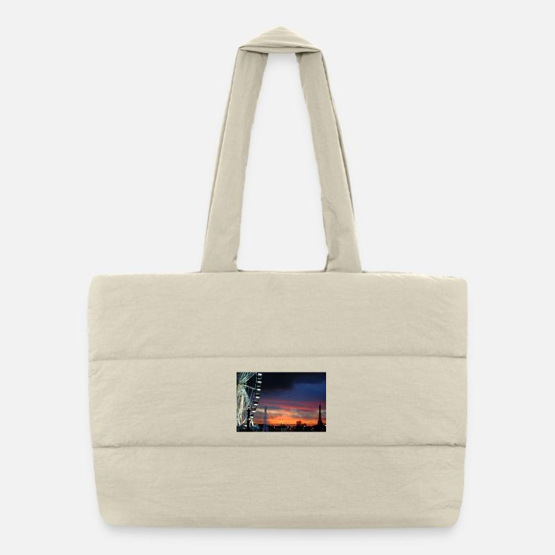 Paris à la grande roue du coucher du soleil Sac shopping matelassé