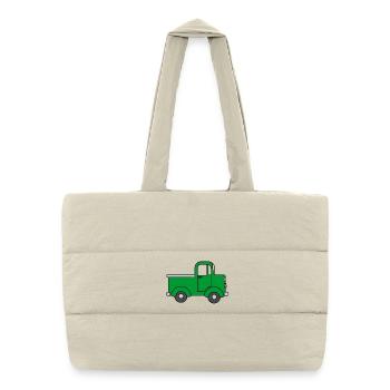 Camion vert joyeux, voiture jouet - Sac shopping matelassé - blanc naturel - Devant