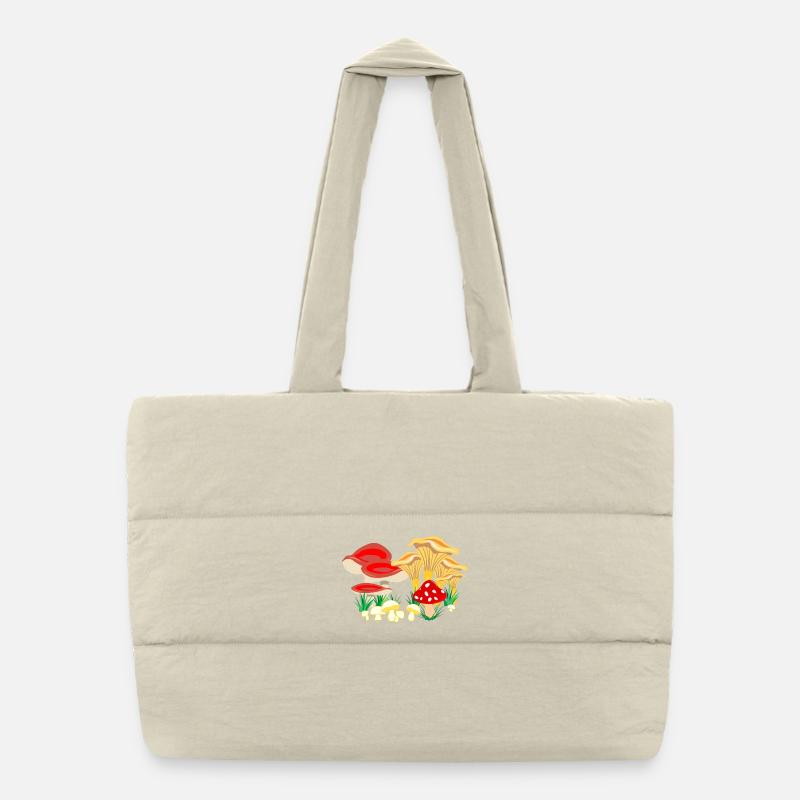 Colored composition of mushrooms Puffer Shopping Bag