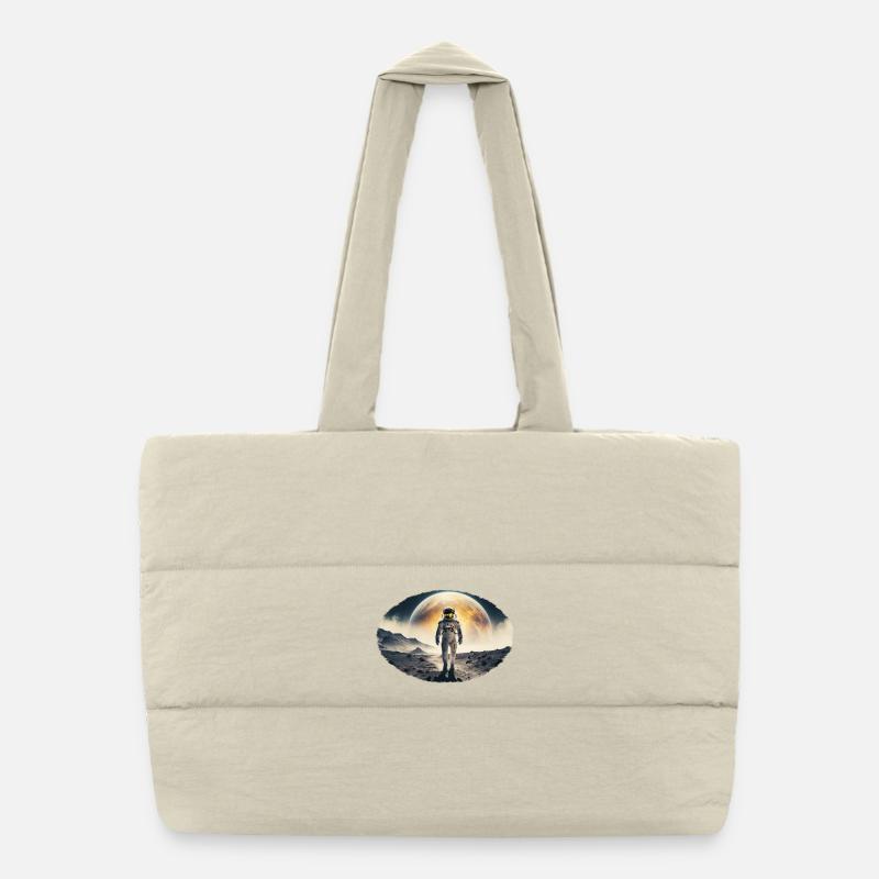 Astronaut on moonscape Puffer Shopping Bag