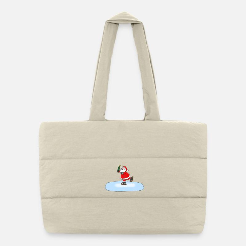 Weihnachtsmann Schlittschuhlaufend Puffer-Einkaufstasche