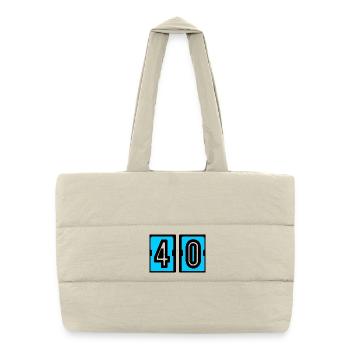 40. 40 ANS. 40e ANNIVERSAIRE. ANNIVERSAIRE 40 ANS. - Sac shopping matelassé - blanc naturel - Devant