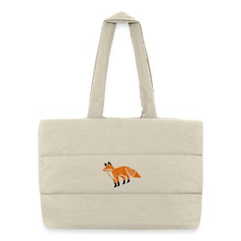 Rustikaler Fuchs im Stempel-Look - Puffer-Einkaufstasche - Naturweiß - Vorne