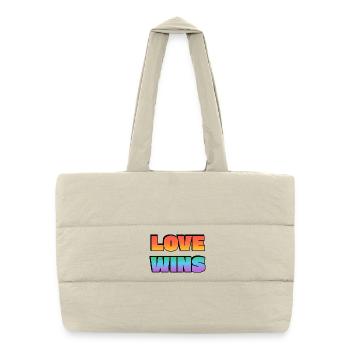 Love Wins Gradient Bold Text - Puffer Shopping Bag - natural - Front