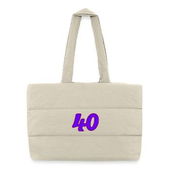 40. 40 ANS. 40e ANNIVERSAIRE. ANNIVERSAIRE 40 ANS. - Sac shopping matelassé - blanc naturel - Devant
