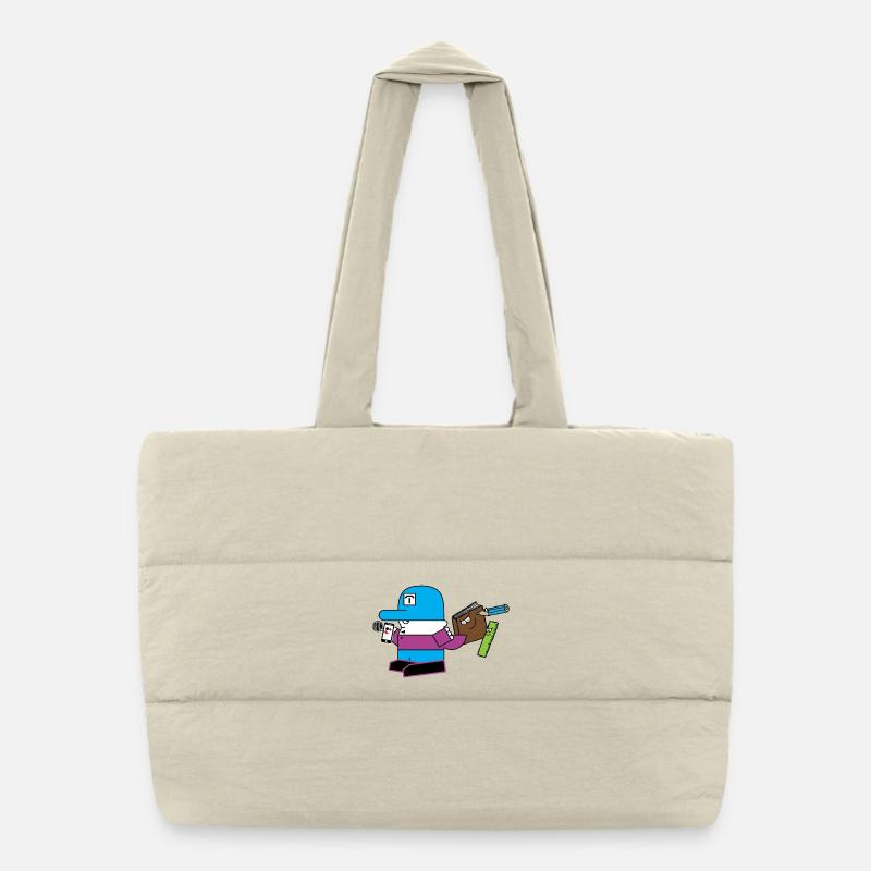Mascotte bleue avec acolyte à la papeterie Sac shopping matelassé