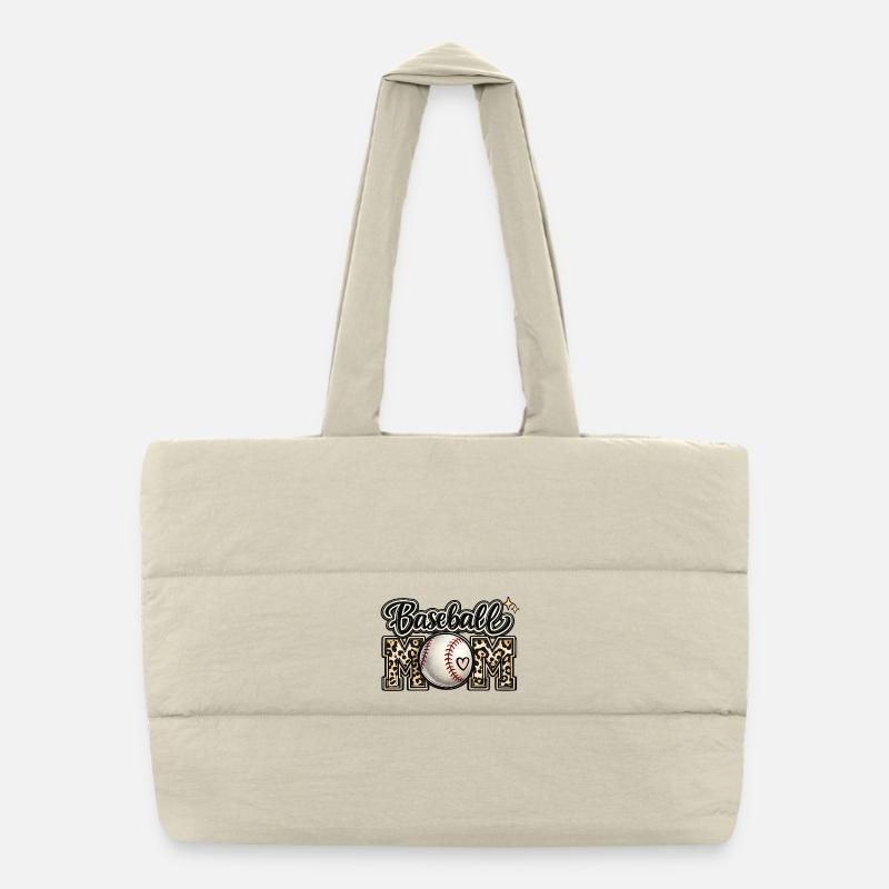 Baseball Mom Leopard Shirt Mothers Day Gift Puffer Shopping Bag