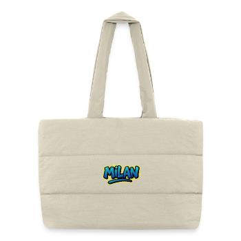 Graffiti Prénom Léon imprimable sur tout ! - Sac shopping matelassé - blanc naturel - Devant