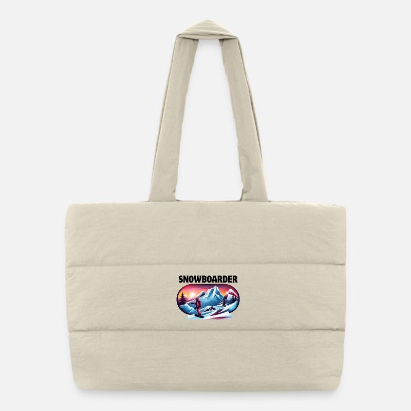 ski, snowboard, station de ski, snowboarder Sac shopping matelassé