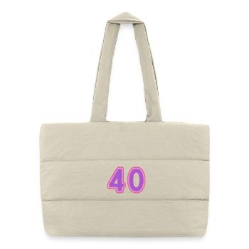 40. 40 ANS. 40e ANNIVERSAIRE. ANNIVERSAIRE 40 ANS. - Sac shopping matelassé - blanc naturel - Devant