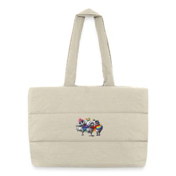 pride - trois hiboux heureux - Sac shopping matelassé - blanc naturel - Devant