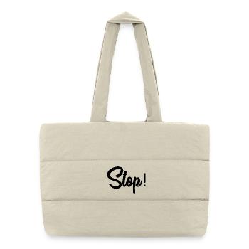 STOP. PANEL. DAD. MOTORCYCLE. FUNNY. CAR - Puffer Shopping Bag - natural - Front