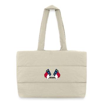 Deux drapeaux texte CAROLINE DU NORD - Sac shopping matelassé - blanc naturel - Devant