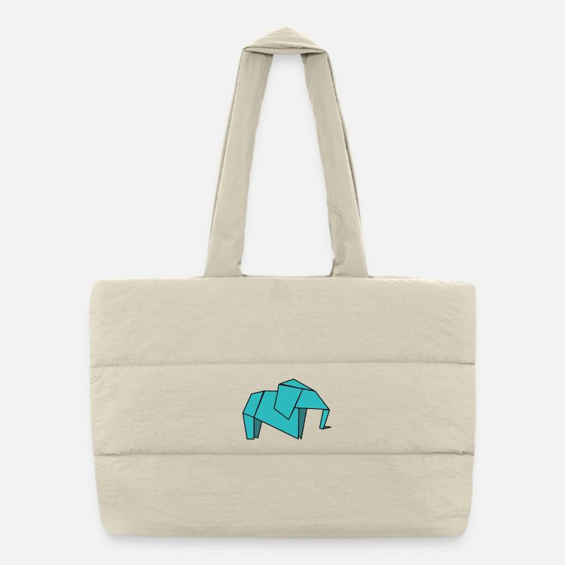 Origami Elephant - Puffer-Einkaufstasche - Naturweiß
