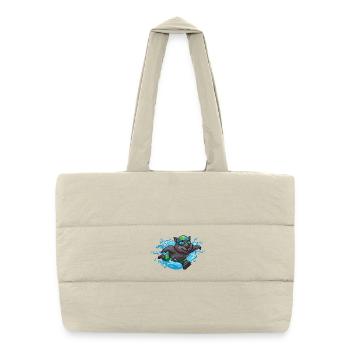 Anime Otter Swimmer with Swimming Goggles - Puffer Shopping Bag - natural - Front