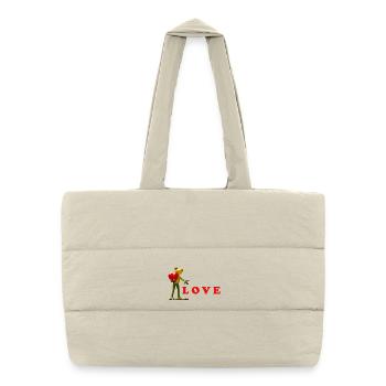 Graines d’amour avec des graines colorées - Sac shopping matelassé - blanc naturel - Devant