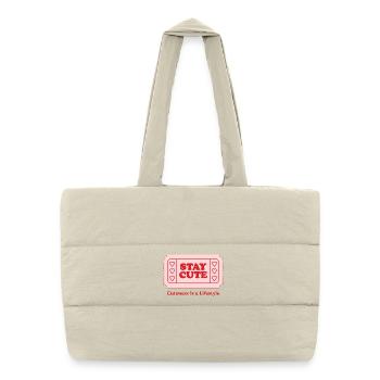 Playful Heart Ticket Design - Puffer Shopping Bag - natural - Front