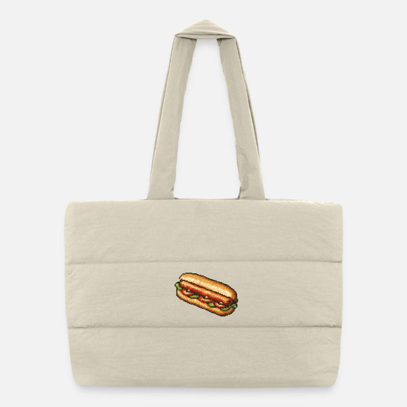 Retro Pixel Hotdog Puffer-Einkaufstasche