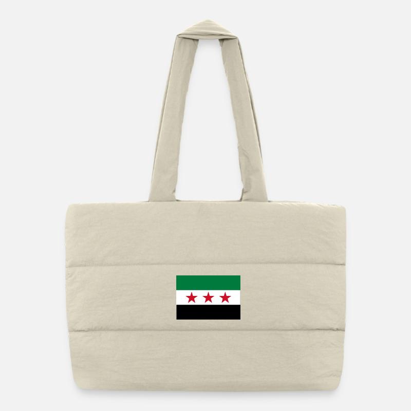 Green White Black Star Flag Puffer Shopping Bag