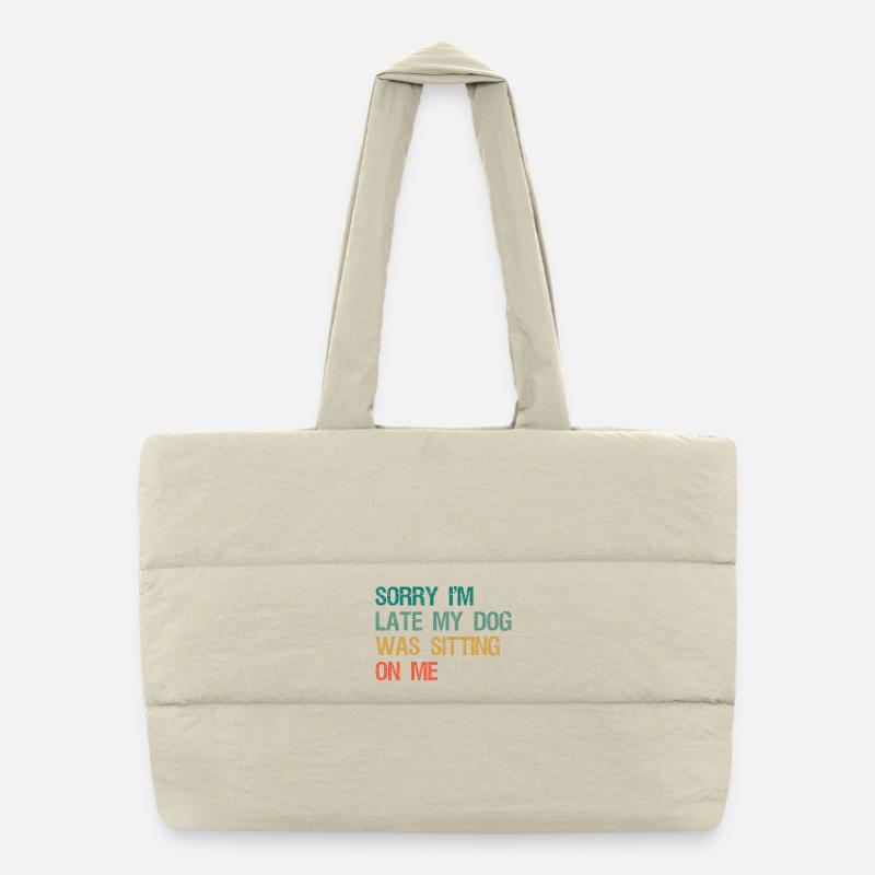 Désolé, je suis en retard, mon chien était assis sur moi rétro Sac shopping matelassé