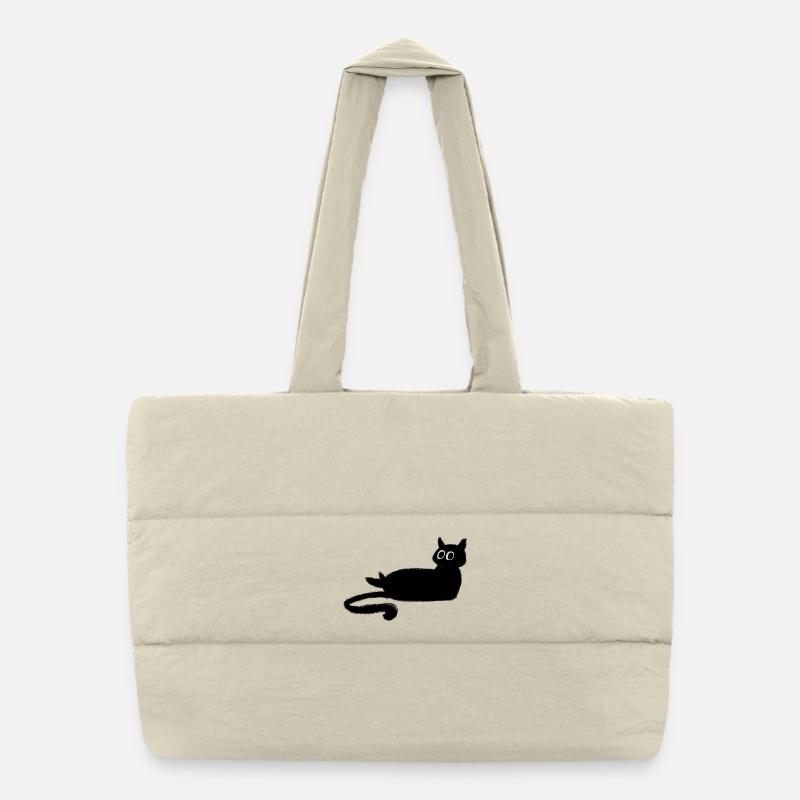 Chat noir charbon  Sac shopping matelassé