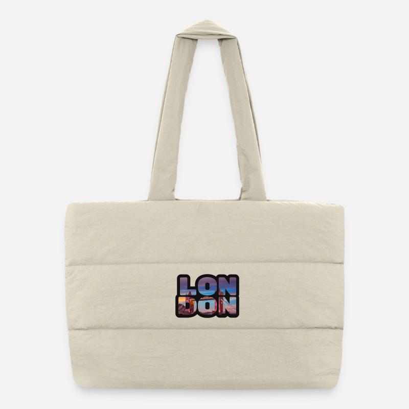La silhouette de Londres en lettres Sac shopping matelassé