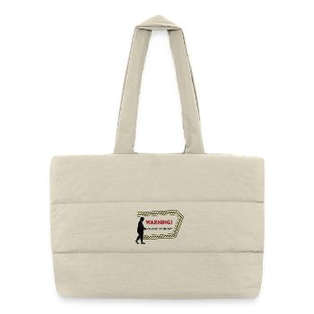 Warning: Obesity Caution Graphic - Puffer Shopping Bag - natural - Front
