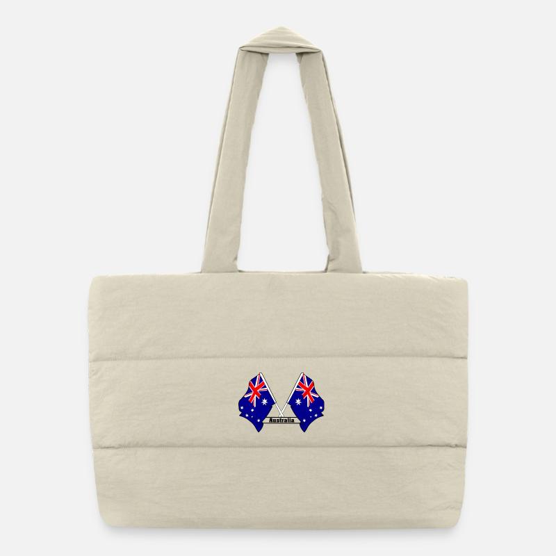 Australia Crossed Flags Puffer Shopping Bag
